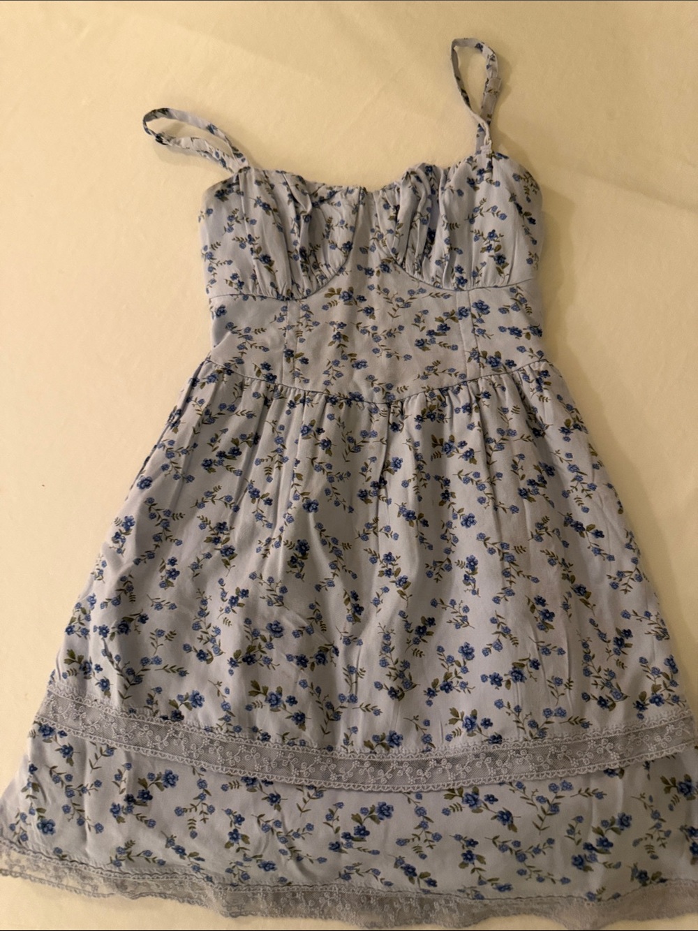 Women’s hollister Mini dress Blue Floral Sundress-XXS